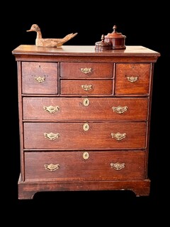 A Rare English 18th Century Small Oak Chest of Drawers.