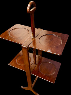 A Very Nice Antique Mahogany Folding Cake Stand.