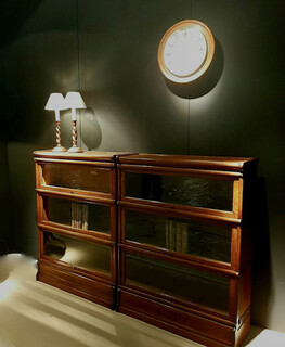 A Very Nice Pair of Two Globe Wernicke Bookcases.Three Sections High.